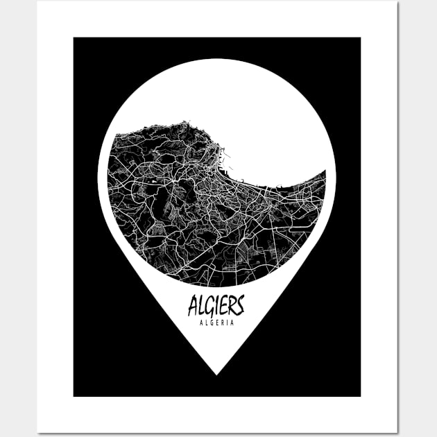 Algiers, Algeria City Map - Travel Pin Wall Art by deMAP Studio